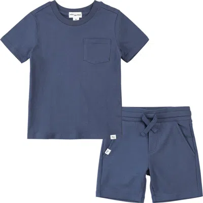 Miles The Label Babies'  Blue Shirt & Shorts Set In Dusty Blue