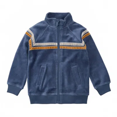 Miles The Label Kids' Boy's Velour Track Jacket In Blue