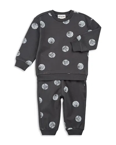 Miles The Label Boys Basketball Print On Shadow Jogger Set - Little Kid, Big Kid In Black