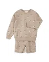 Miles The Label Boys' Dino Fossil Sweatshirt & Shorts Set - Baby In Sand