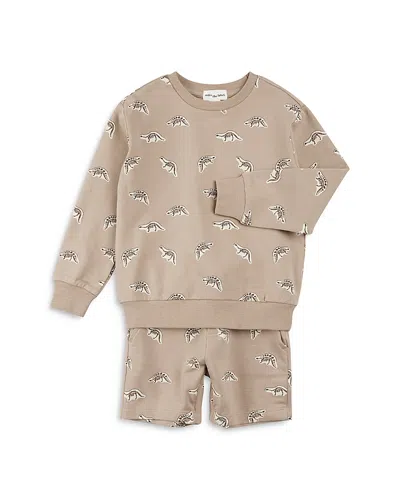 Miles The Label Boys' Dino Fossil Sweatshirt & Shorts Set - Baby In Sand