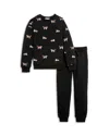 Miles The Label Boys' Dog Sweatshirt & Joggers Set - Little Kid In Black