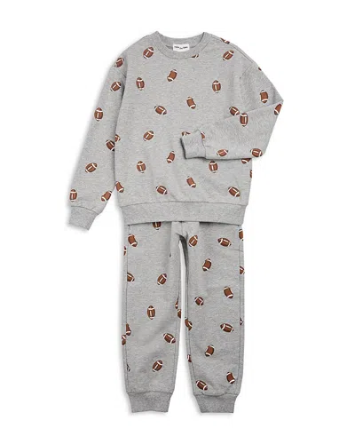 Miles The Label Boys' Football Print Sweatshirt & Jogger Pants Set - Little Kid, Big Kid In Gray