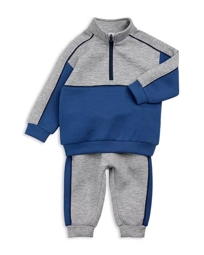 Miles The Label Boys Grey Mix And Navy Half-zip Jogger Set - Little Kid, Big Kid In Multi