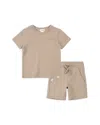 Miles The Label Boys' Miles Basics Tee & Shorts Set - Little Kid In Neutral