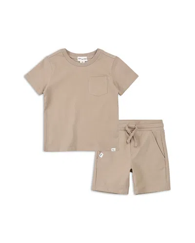 Miles The Label Boys' Miles Basics Tee & Shorts Set - Little Kid In Neutral