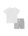 Miles The Label Boys' Miles Basics Tee & Shorts Set - Little Kid In White