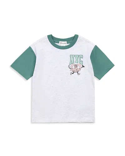 Miles The Label Kids' Nyc Pretzel On Light Raglan T-shirt In Multi