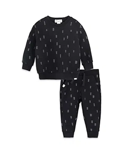Miles The Label Boys' Printed Long Sleeved Sweatshirt & Pants Set - Baby In Black