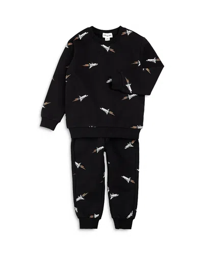 Miles The Label Boys' Space Shuttle Sweatshirt & Sweatpants Set - Baby In Black