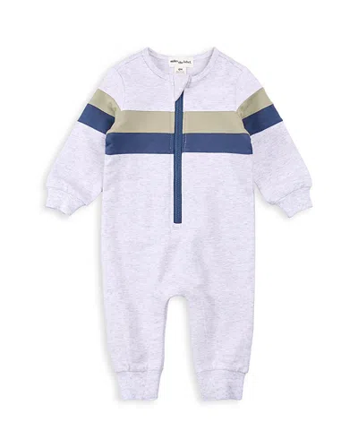 Miles The Label Boys' Striped Playsuit - Baby In Gray