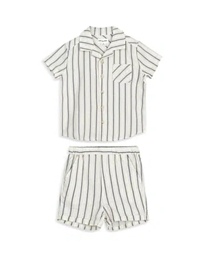 Miles The Label Boys' Striped Shirt & Shorts Set - Baby In Beige