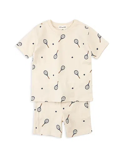 Miles The Label Kids' Boys' Tee & Shorts Tennis Print Knit Set - Baby In Beige