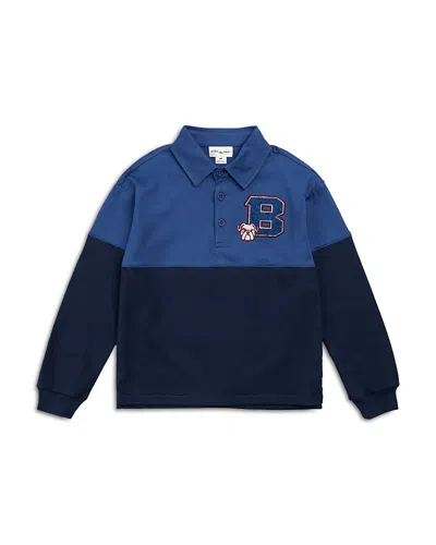 Miles The Label Kids' Long Sleeve Colorblocked Cotton Polo Top In Blue