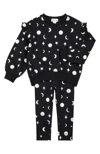 Miles The Label Babies'  Celestial Glow-in-the-dark Sweatshirt & Leggings Set In Black