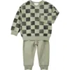 Miles The Label Check Sweatshirt & Joggers Set In Green