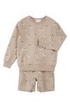 Miles The Label Boys' Dino Fossil Sweatshirt & Shorts Set - Baby In Sand