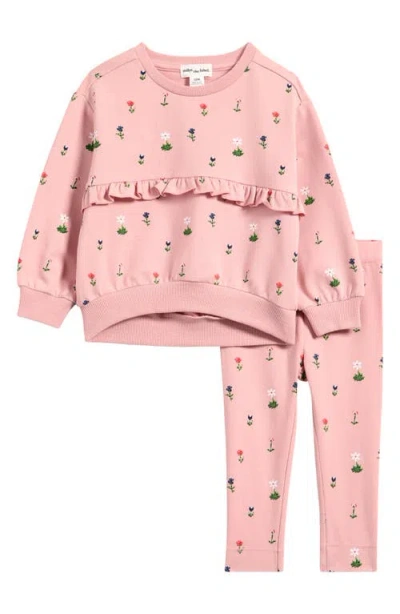 Miles The Label Babies'  Ditsy Pixel Sweatshirt & Leggings Set In Light Pink