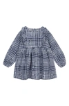 MILES THE LABEL FLORAL GINGHAM LONG SLEEVE FLANNEL ORGANIC COTTON DRESS