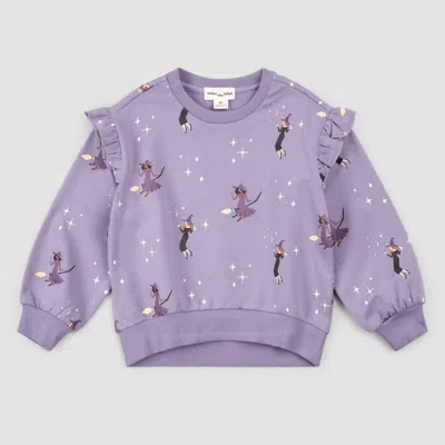 Miles The Label Kids' Girl's Witches Glow-in-the-dark Print On Twilight Sweatshirt In Purple