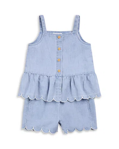 Miles The Label Girls' Chambray Shorts Set - Baby In Blue
