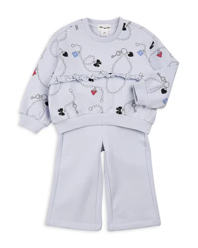 Miles The Label Girls' Charms Print Sweatshirt & Jogger Pants Set - Little Kid, Big Kid In Blue