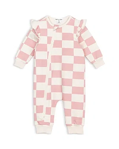 Miles The Label Girls' Checkerboard Print Coverall - Baby In Lt Pink