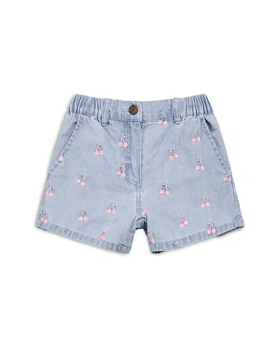 Miles The Label Girls' Cherry Embroidered Chambray Shorts - Little Kid, Big Kid In Blue