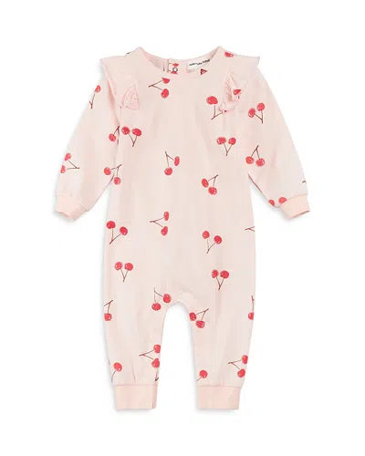 Miles The Label Girls' Cherry Print Coverall - Baby In Light Pink