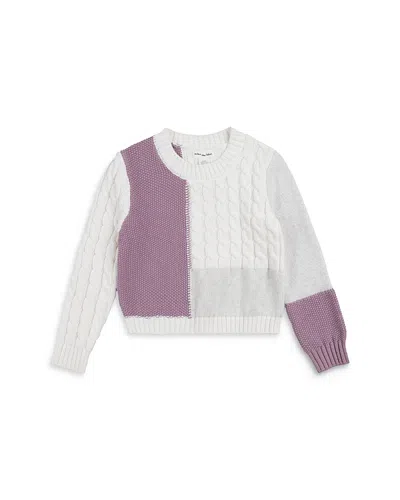 Miles The Label Girls' Color Blocked Knit Sweater - Baby In Purple Dusty