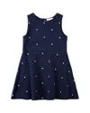 Miles The Label Girls' Embroidered Tennis Balls Pique Dress - Little Kid In Navy
