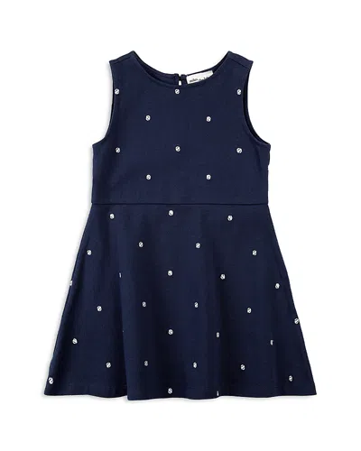 Miles The Label Girls' Embroidered Tennis Balls Pique Dress - Little Kid In Navy