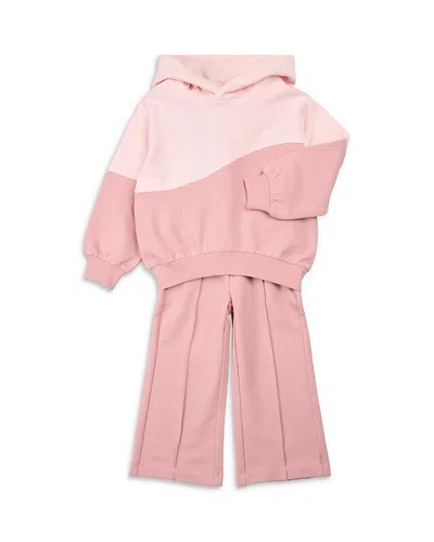 Miles The Label Kids' Girls' French Terry Hoodie & Pants Set - Baby In Pink
