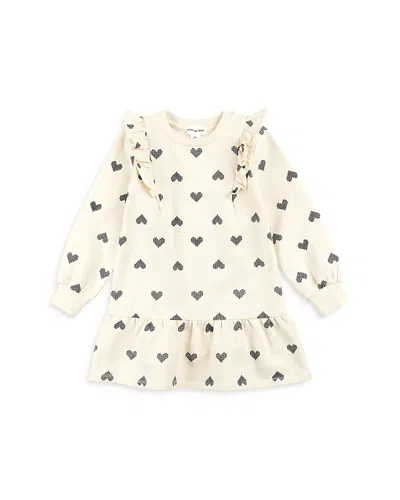 Miles The Label Girls' Heart Print Knit Dress - Little Kid In Beige