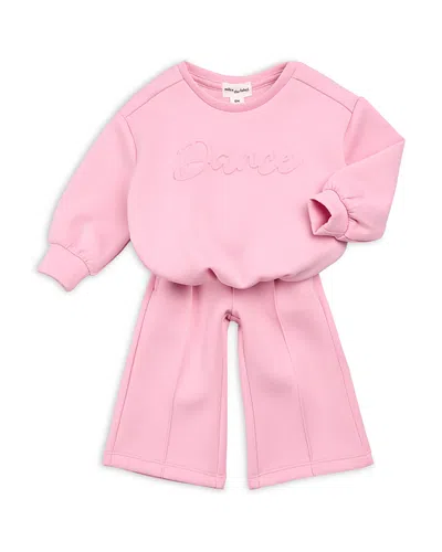 Miles The Label Girls' Long Sleeved Dance Sweatshirt & Jogger Pants Set - Little Kid, Big Kid In Pink