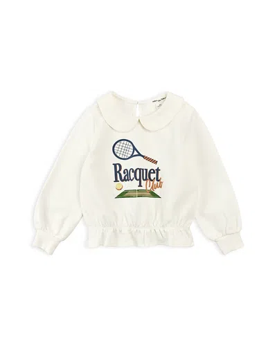 Miles The Label Girls' Long Sleeved Racquet Club Top - Little Kid In White