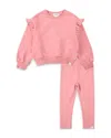 Miles The Label Girls' Long Sleeved Sweatshirt & Leggings Set - Little Kid In Pink