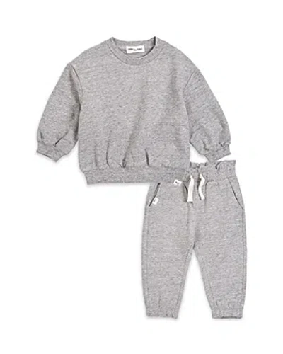 Miles The Label Girls' Long Sleeved Sweatshirt & Trousers Set - Baby In Light Heather Grey