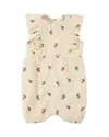 Miles The Label Girls' Orange Print French Terry Romper - Baby In Beige