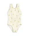 Miles The Label Girls' Pineapple Print One Piece Swimsuit - Baby In Beige