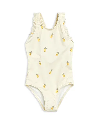 Miles The Label Girls' Pineapple Print One Piece Swimsuit - Baby In Beige