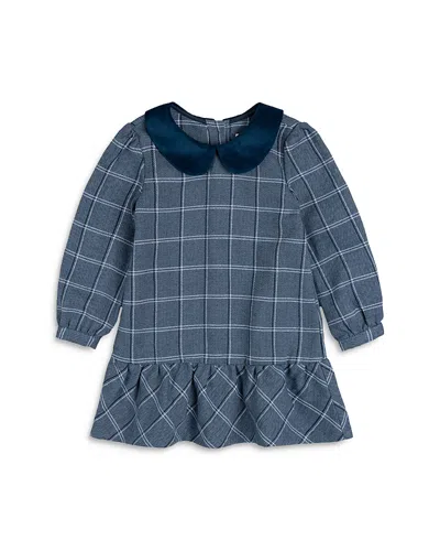 Miles The Label Girls' Plaid Tweed Collared Dress - Little Kid In Navy