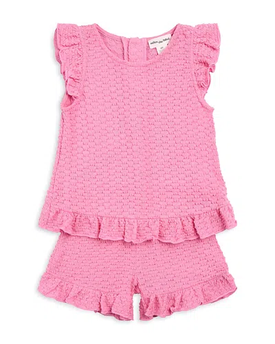 Miles The Label Kids' Girls' Popcorn Knit Top & Shorts Set - Baby In Pink