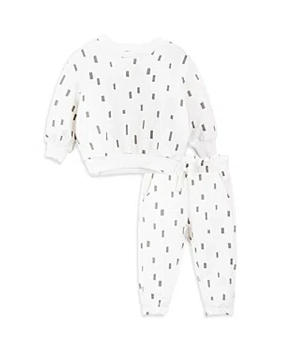 Miles The Label Girls' Printed Long Sleeved Sweatshirt & Pants Set - Baby In Off White