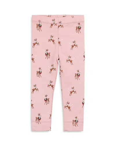 Miles The Label Girls' Reindeer Games Print Leggings - Baby In Pink