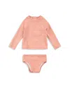 Miles The Label Girls' Ribbed Rashguard Two Piece Swimsuit - Baby In Coral