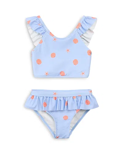 Miles The Label Girls' Seashells Print Two Piece Swimsuit - Baby In Blue