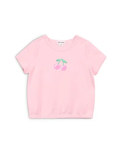 Miles The Label Girls' Short Sleeved Cherry Top - Little Kid, Big Kid In Pink