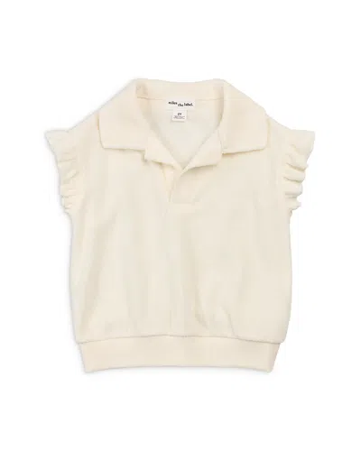 Miles The Label Girls' Short Sleeved Knit Polo Top - Little Kid In Neutral