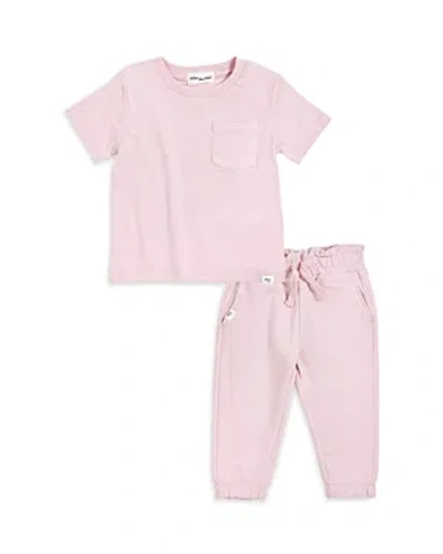 Miles The Label Girls' Short Sleeved Tee & Pants Set - Baby In Pink
